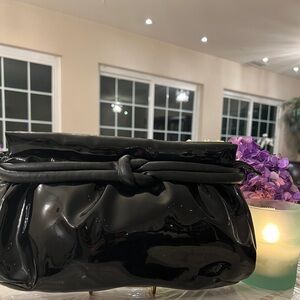 Valerie Stevens Glossy Black Clutch